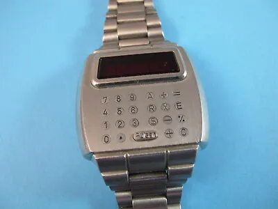 Pulsar Led Time Computer Usa Vintage Steel Calculator Watch • $325