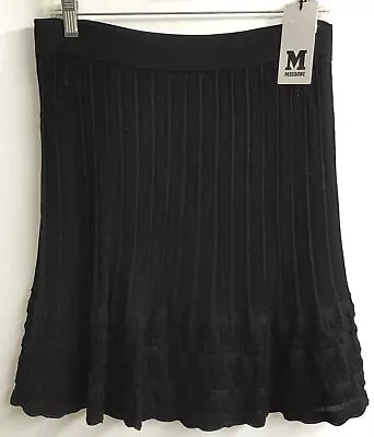 Missoni M Short Skirt Black Knit Soft Tulip Hem Stretch Size 12 NWT • $175