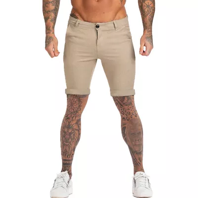 £28.79 • Buy GINGTTO Men Casual Chino Shorts Slim Fit Summer Khaki Skinny Stretch Half Pant