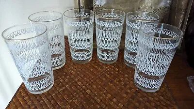 Set Of 6 Mid Century Modern Tumblers Scalloped Design • $40