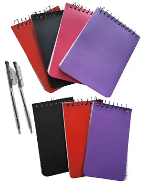 3 X Note Pad A6 Or A7 Spiral Multi-coloured Ruled Notebook & 2  Retractable Pen • £3.25