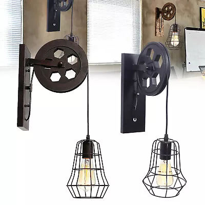 Rustic Vintage Industrial Iron Cage Pendant Light Hanging Ceiling Lamp Fixture • $36