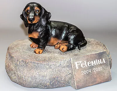 Dachshund Urn Pet Ashes Memorial Tombstone Cremation Dog Sculpture Grave Marker • $132.05