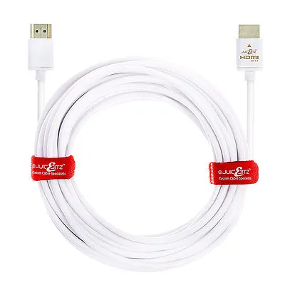 JuicEBitz® HDMI To HDMI Slim White 4k HD Cable Lead 1080p 1m 2m 3m 4m 5m 7m 10m • £10.79