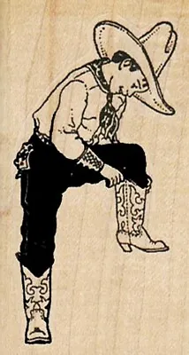 Mounted Rubber Stamp Cowboy Boots Kid Cowboy Cowboy Putting On Boots Cowboy • $9.15