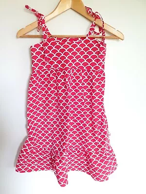 OOBI Designer Girls Red/White Print Sleeveless Summer Dress Size 10/ 8-10yrs GRT • $15