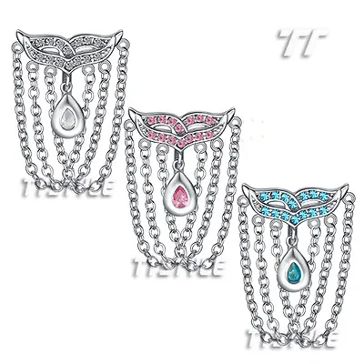 TT Reverse CZ Fox Mask Chandelier Dangle Belly Bar Ring (BL510) • £6.20