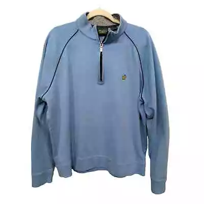 Bobby Jones Masters 1/4 Zip Pullover Sweater Mens XL Blue Pima Cotton • $32