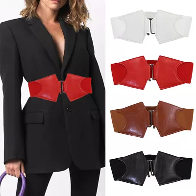 Elastic Corset Belt Adjustable Wide Waist Seal Dress Coat Decorative Waistband • £6.47