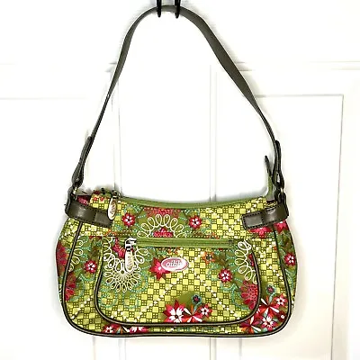 Olily Green Pink Floral Shoulder Zip Bag 10.5x6x3 New With Tag • £33.25