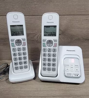 Panasonic KX-TGD530 White Cordless Phone Answering Machine 2 Handsets - Tested • $16.99