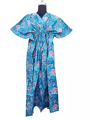 Indian Beach Wear Caftan Printed Cotton Kaftan Bohemian Long Maxi Dress Kaftan • $34.99