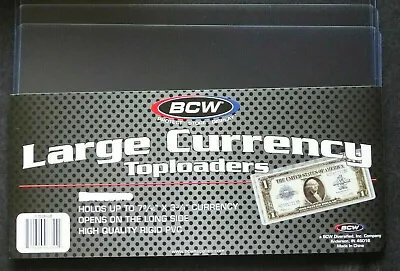 2 Loose BCW Large Dollar Bill Currency Toploaders Money Sleeve Protector • $2.30