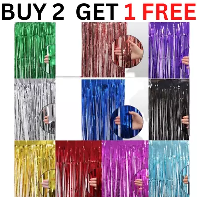 £3.35 • Buy 2m & 3m Foil Tinsel Shimmer Curtain Birthday Wedding Party Decorations