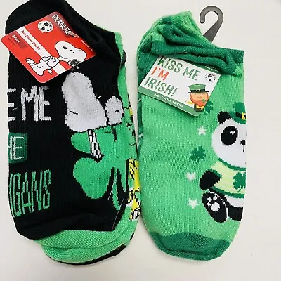 Snoopy ST. PATRICKS DAY Socks 6 Pairs Peanuts Woodstock Pandas Irish • $13.59