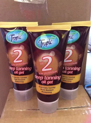 3 X Deep Tanning Oil Gel SPF 2 Sun Tropic Water Resistant Accelerates Tan 100ml • £14.99