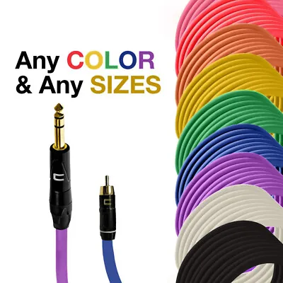 1/4  TRS Male To RCA Unbalanced Cable-  Custom Length Color Mono Connector Cord • $33.99