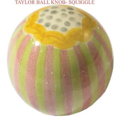 Mackenzie Taylor Ball Knob Squiggle Childs Set Of 2 Pull Majolica Hand Decorated • $70