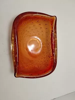 Murano Bullicante Glass Bowl Or Ashtray From 1960's Gold Speckles Ash Try • $89.99