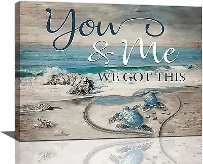 Beach Sea Turtle Bathroom Wall Art Ocean Turtle Pictures Wall Decor Coastal Naut • $35.10