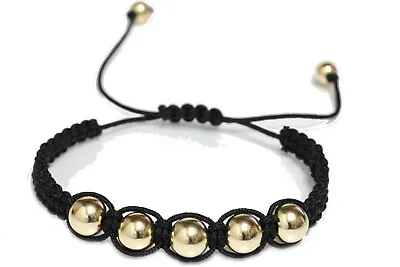 Macrame Braided Round 14k Yellow Gold Bead Bracelet For Women And Men  • $130