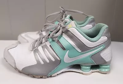 Nike Shox Current Running Shoes Sneakers 639657-109 White Teal Silver Size 9 • $44.95