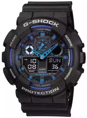 CASIO G-SHOCK GA100 Analogue/Digital  WATCH BLACK BLUE • $126.90