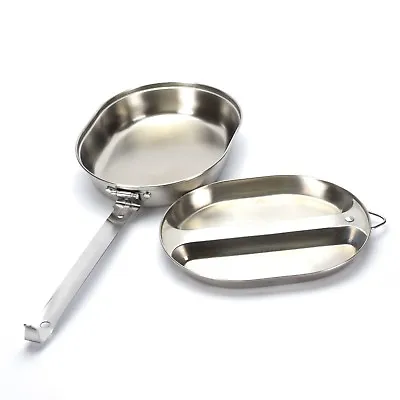 US Army Mess Kit Stainless Steel Military Mess Tins US Style Eating Utensils NEW • $36.38