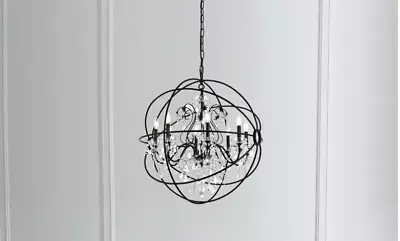  Foucault's Orb Clear Crystal Cage Large XL Restoration Hardware Style 35  High • $799