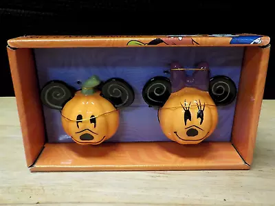 Mickey And Minnie Mouse Ceramic Jack O Lantern Salt And Pepper Shakers  New • $16.99