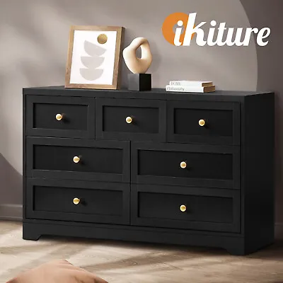 $219.90 • Buy Oikiture 7 Chest Of Drawers Tallboy Dresser Table Storage Cabinet Black
