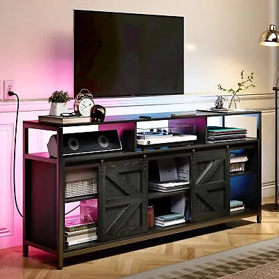 RGB LED TV Stand With Power Station RGB LED TV Cabinet Entertainment Center • $196.99