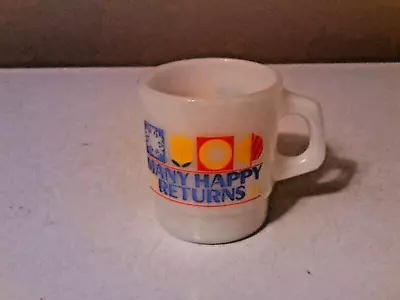 McDonalds Vtg Coffee Cup Mug Many Happy Returns - Milk Glass Anchor Hocking • $9.99