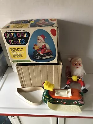 Vtg Santa Claus On Scooter Battery Operated Tin Japan Modern Toys No. 8/326 MINT • $195