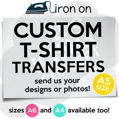 Custom Iron On T-Shirt Transfer A5 Your Image Photo Design Personalised Hen Stag • £1.99