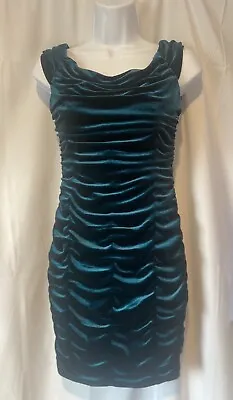 AIDAN MATTOX Womens Green Ruched Velvet Mini Party Dress Size 0 • $22.99