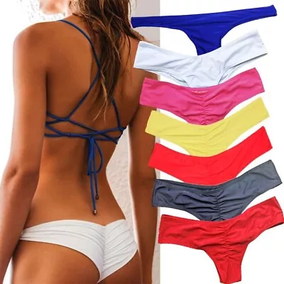 Women's Brazilian Thong Bikini Bottom Cheeky Traingle Briefs Swimwear Bathing • $12.96