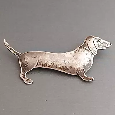 Vintage Abbott Gotsall  Sterling Silver Dachshund Brooch Pin Wiener Dog AG 2  • £72.29