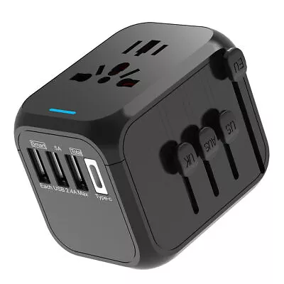 $28.99 • Buy International Universal Travel Adapter 3 USB &Type-C Outlet Converter Plug Power