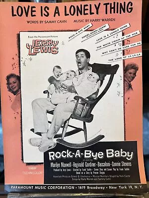 1958 JERRY LEWIS Movie Sheet Music By Harry Warren ROCK-A-BYE BABY • $12.50
