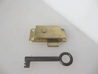 Vintage Metal Cabinet Lock Cupboard Chest Drawer Bolt  Key Iron England • £9