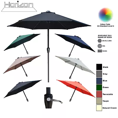 2m 2.5m 3m 3x2m PARASOL ALUMINIUM CRANK FULL & HALF BALCONY SHADE UMBRELLA • £34.99