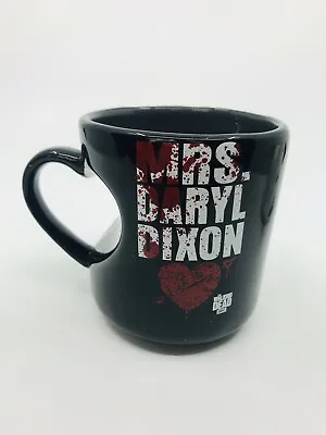 AMC WALKING DEAD ‘Mrs Daryl Dixon’ Ceramic Cup Mug 3D Heart Black Red 2014 • $11.58