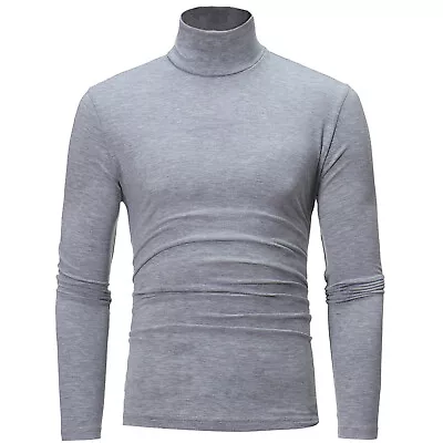 US Mens Long Sleeve T-shirt Turtleneck Jumper Undershirt Turtleneck Top Pullover • $14.14