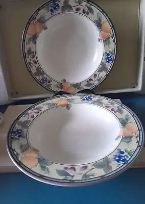 Mikasa Intaglio Garden Harvest CAC29 Large Rim Soup Pasta Bowl 9 3/8  Set Of 2 • $14.99