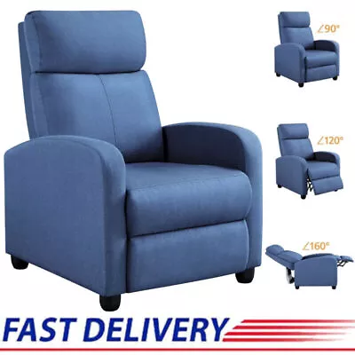 Modern Fabric Push Back Theater Recliner Chair Single Reclining Sofa W/Footrest • $126.34