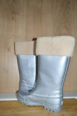 Ugg Millcreek Sterling Silver Rain Boot Women Size 5.5 Uk With Box • £39.99