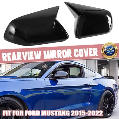 M Horn Wing Gloss Black Side Mirror Cap Covers For 2015-2022 Mustang Add-on • $27.99