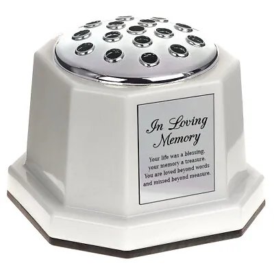 White Grave Memorial Flower Vase Graveside Pot & Silver In Loving Memory Plaque • £21.95