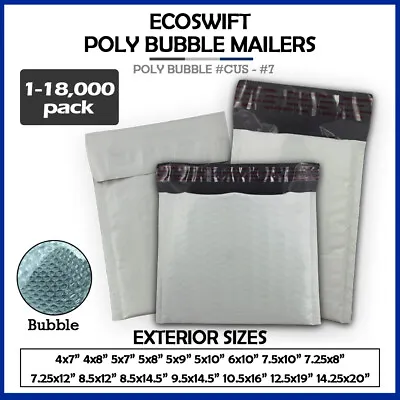 Poly Bubble Mailer Padded Envelope Shipping Bag Self Sealing 1000 500 250+ More • $2.69